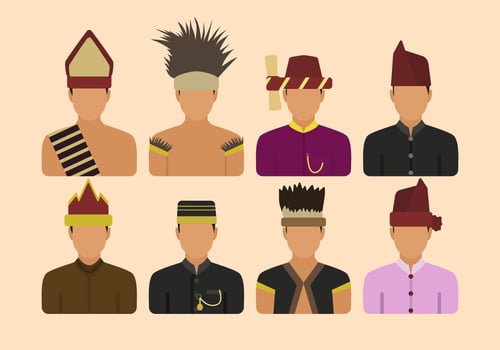 Flat Indonesia Tribe Vectors