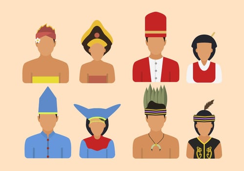 Flat Indonesia Tribe Vectors