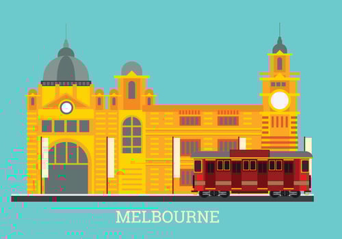 Flinders Station in Melbourne City Vector 
