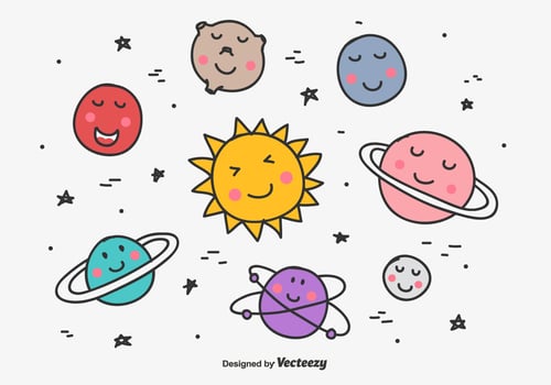 Doodle Planets Vector Set