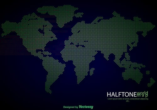 Vector High Detailed Dotted World Map Illustration