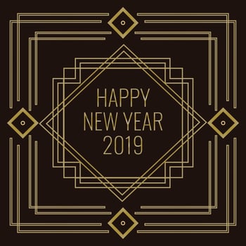 Art Deco Style Vector New Year Illustration