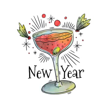 New Year Cocktail Vector 