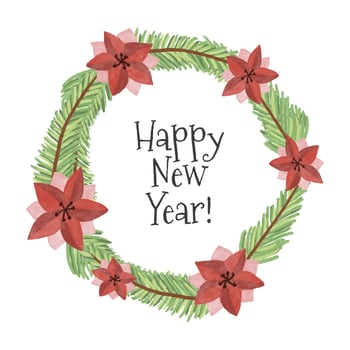 Cute Christmas Wreath With New Year Quote vector