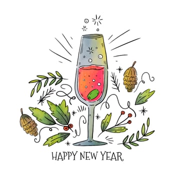 New Year Champagne Vector 