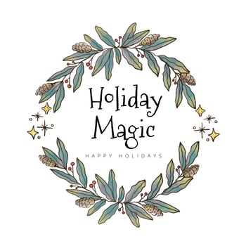 Watercolor Christmas Wreath With Quote vector
