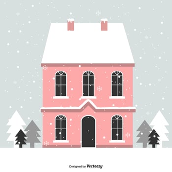 House In Winter Vector