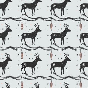 Deer Christmas Vector Pattern