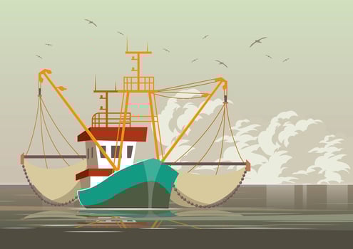 Crab Fishing Trawler Vector 