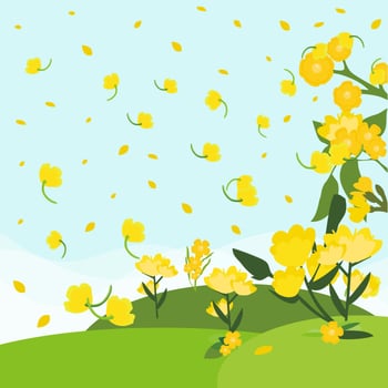 Free Canola Flower With Field Bakcground Vector