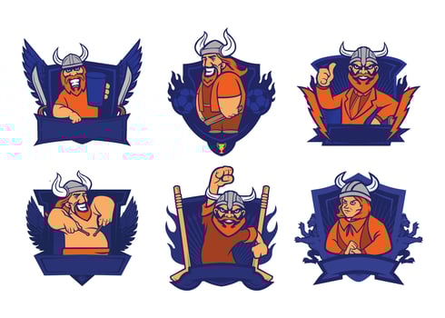Vikign Badge Mascot Vector