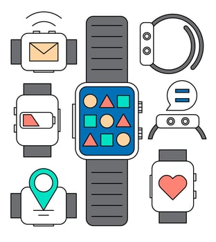 Linear Smart Watch Icons vector