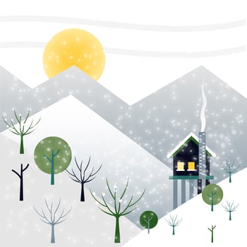 Flat design Vector Winter Landscape