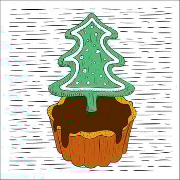 Free Hand Drawn Vector Christmas Pie Illustration