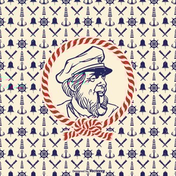 Hand Drawn Retro Seaman Vector Portrait
