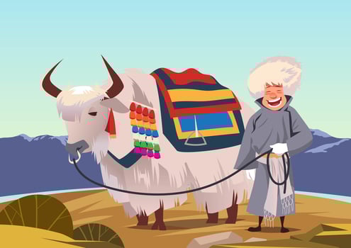 Man With Yak Vector 