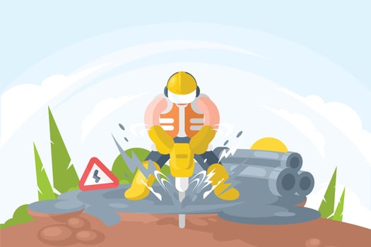 Worker with Pneumatic Drill Illustration vector