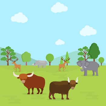 Flat Wild Life Vector Background