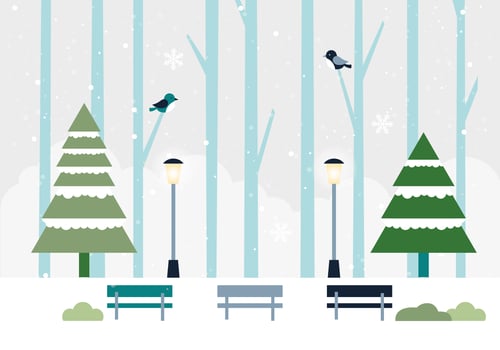 Free Flat design Vector Winter Landscape