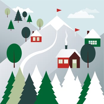 Free Flat Design Vector Christmas Landscape