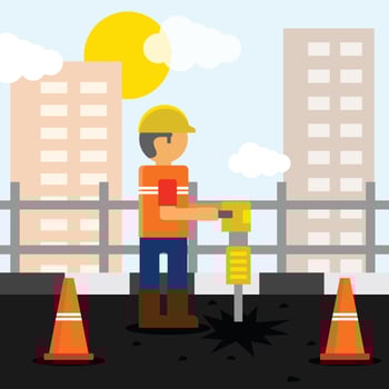 Worker With Pneumatic Drill vector