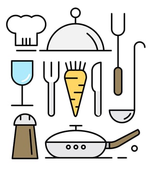 Vectors of Cooking Utensils in Minimal Design Style