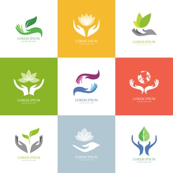 Holding Hand Concept Logo Vectors 