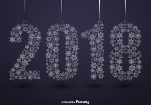 2018 Happy New Year Illustration And Snowflakes vector