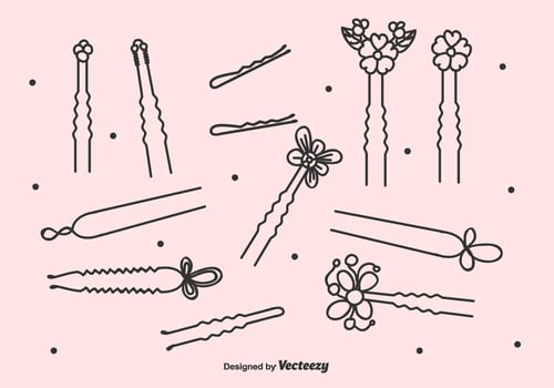 Black Hair Pins Vector Set
