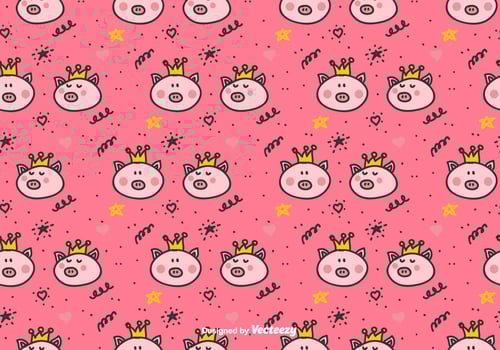 Princess Pigs Vector Pattern