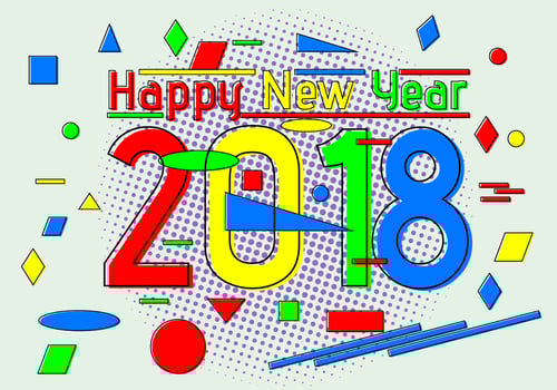 Flat Happy New Year 2018 vector