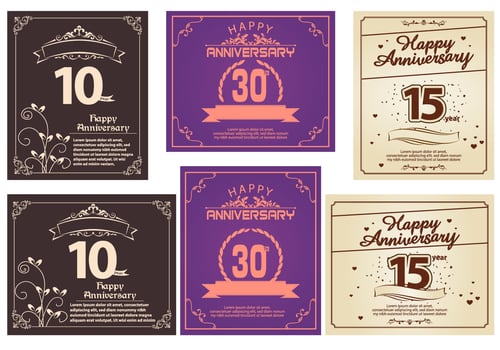 Happy Anniversary Greeting Card Vectors 