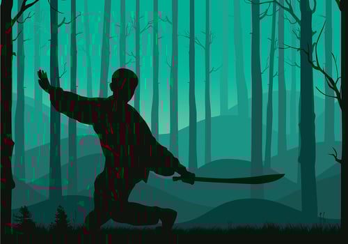 Wushu Silhouette Free Vector