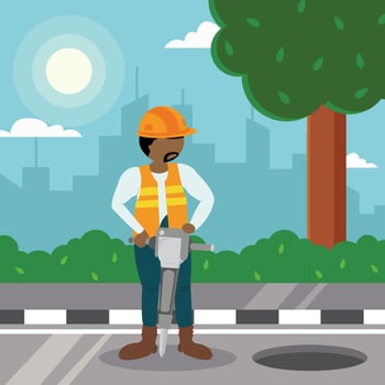 Worker With Pneumatic Drill vector