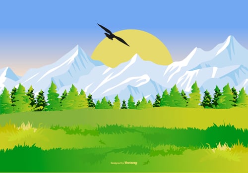 Beautiful Mountain Landscape Illustration vector