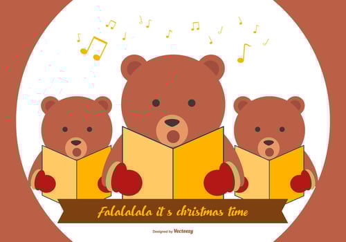 Cute Bear Christmas Carolers vector