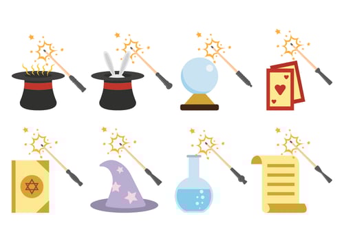 Set Of Magic Stick Icon vector