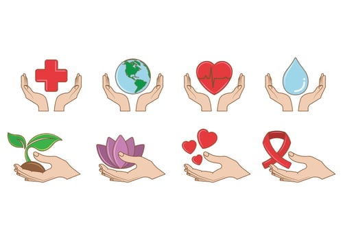 Set Of Healing Hands Icon vector