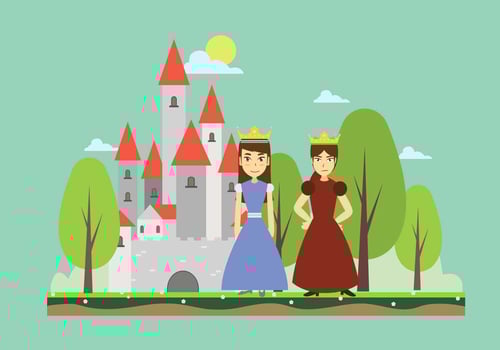 Free Two Siblings Princess With Kingdom Background vector