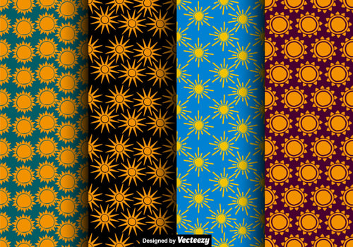 Vector Seamless Sun Icon Patterns