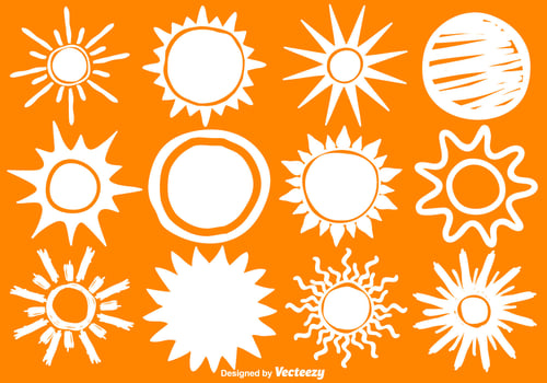 Hand Drawn Vector Sun Icons