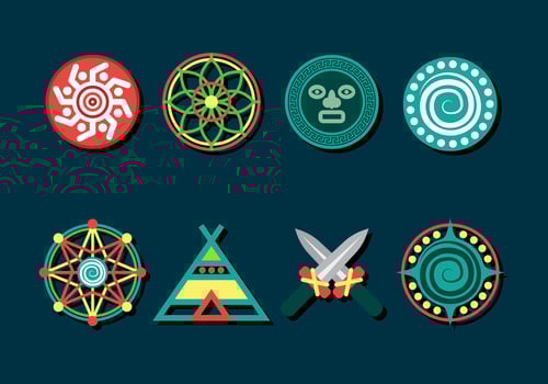 Shaman Icons Set vector