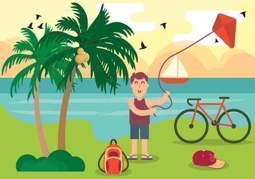 Kite In Beach Vector