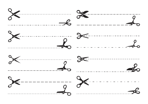 Scissors with Cut Lines Vector
