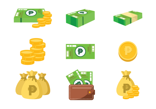 Peso Mexican Money Icons Vector