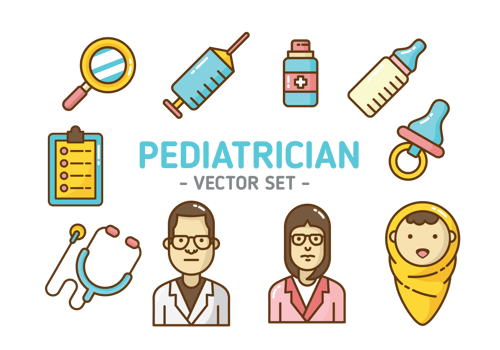 Pediatrician Icons Vector