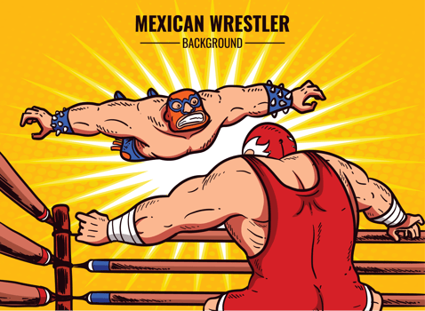 Mexican Wrestler Cartoon Illustration vector