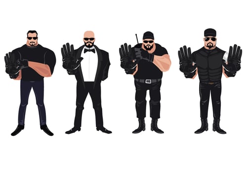 Set of Bodyguards or Bouncer were Guarding the Door vector