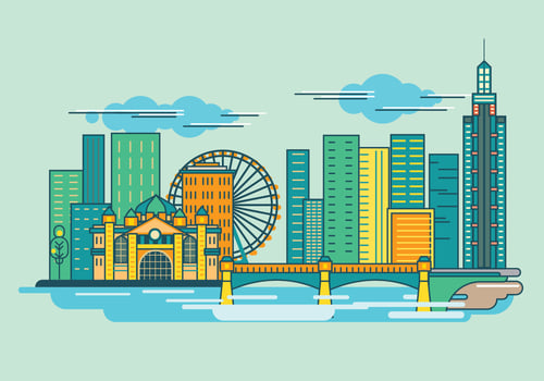 Melburne City Skyline Australia Vector 