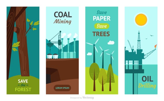 Natural Resources Flat Vertical Vector Banners